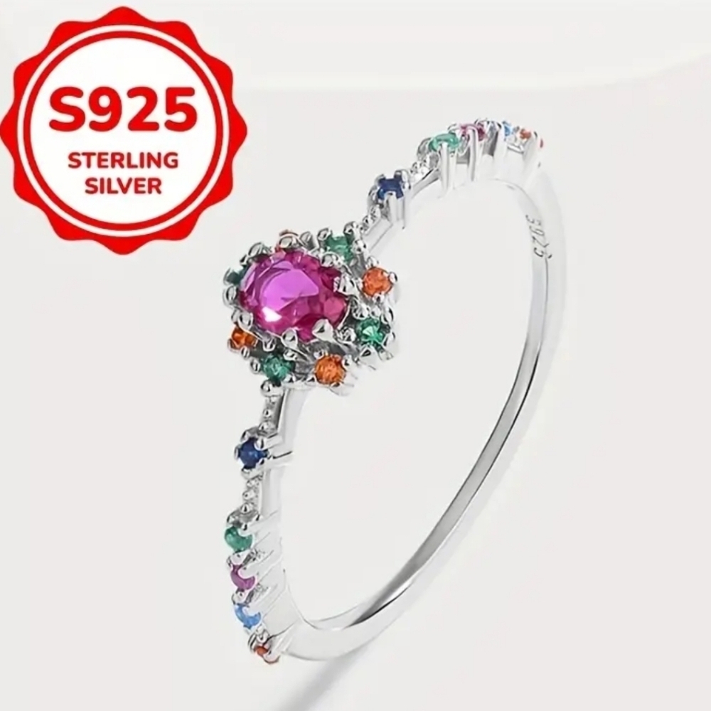 Sterling Silver Multicolor Gemstone Ring
